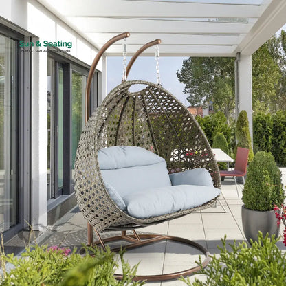 Marco Double Seater Hanging Swing With Stand For Balcony Garden Swing (Dark Grey) Light Grey Swings