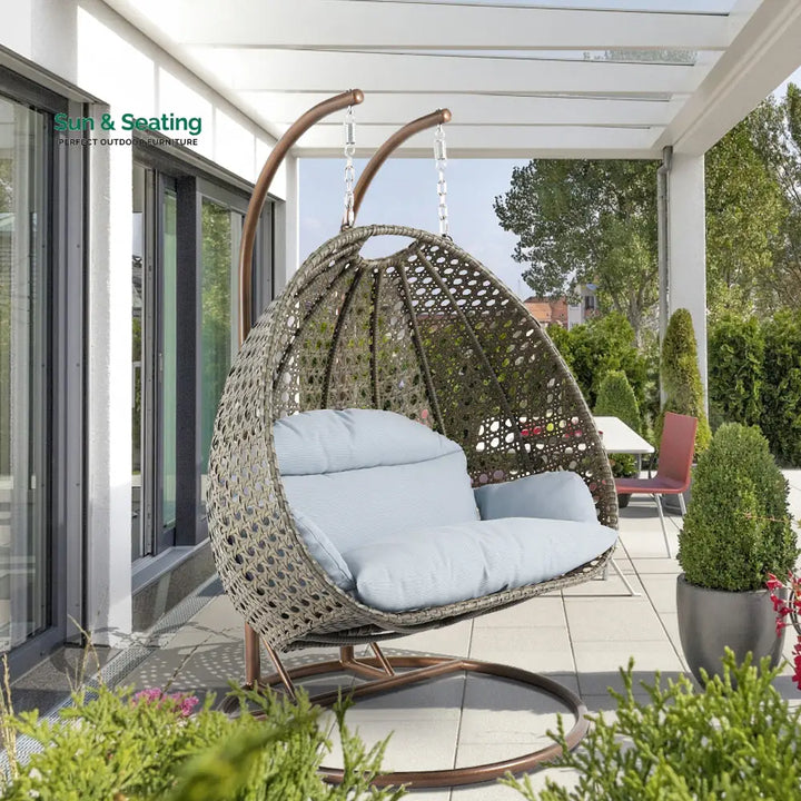 Marco Double Seater Hanging Swing With Stand For Balcony Garden Swing (Dark Grey) Light Grey Swings