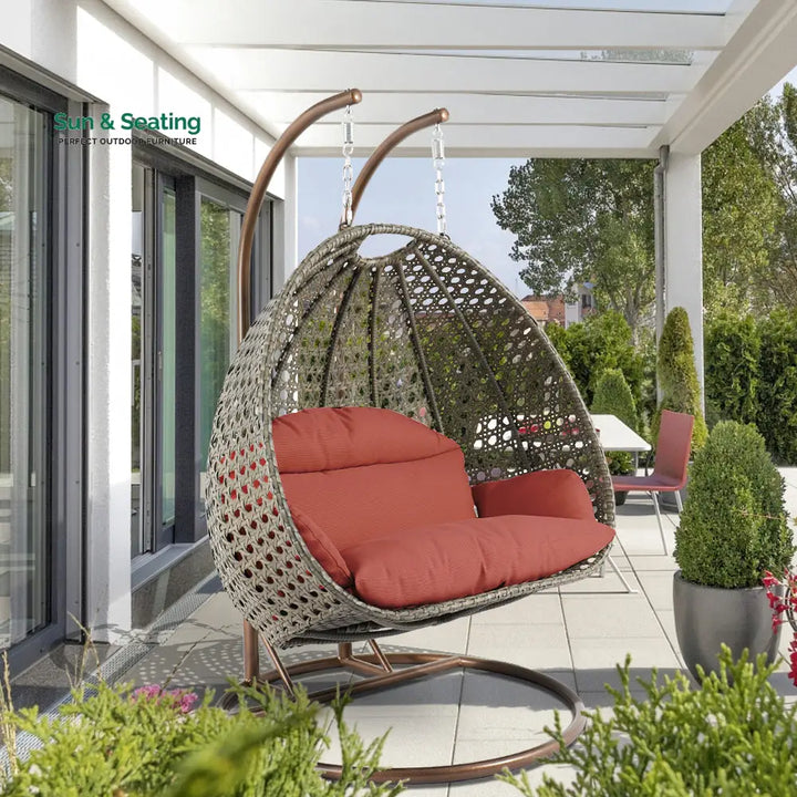 Marco Double Seater Hanging Swing With Stand For Balcony Garden Swing (Dark Grey) Dark Orange Swings