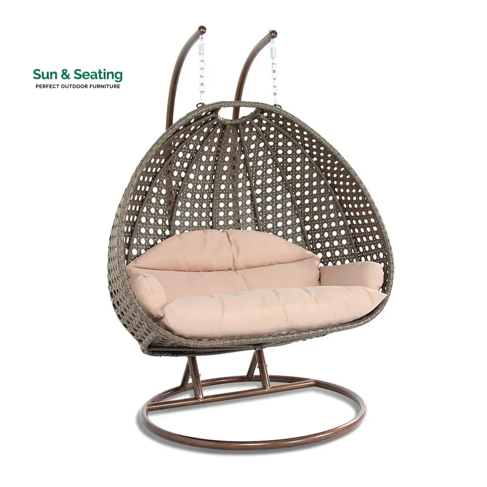 Marco Double Seater Hanging Swing With Stand For Balcony Garden Swing (Dark Grey) Swings