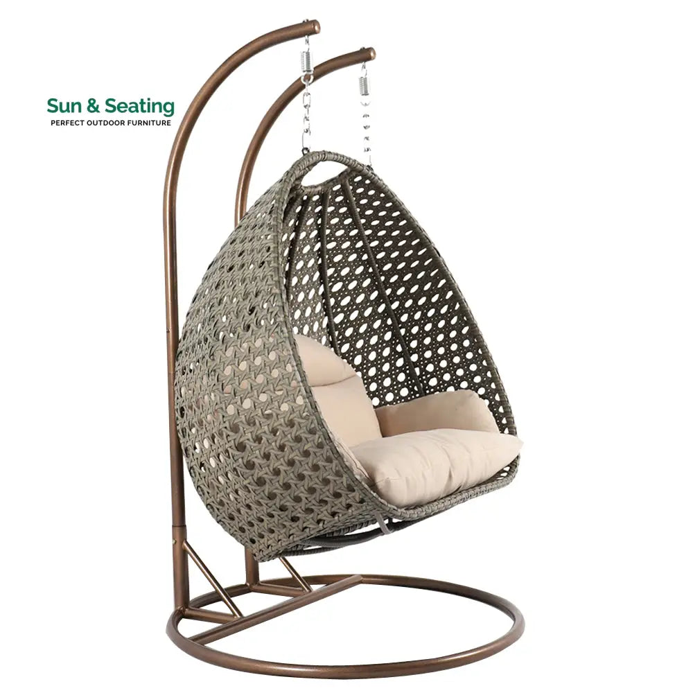 Marco Double Seater Hanging Swing With Stand For Balcony Garden Swing (Dark Grey) Swings