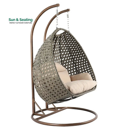 Marco Double Seater Hanging Swing With Stand For Balcony Garden Swing (Dark Grey) Swings