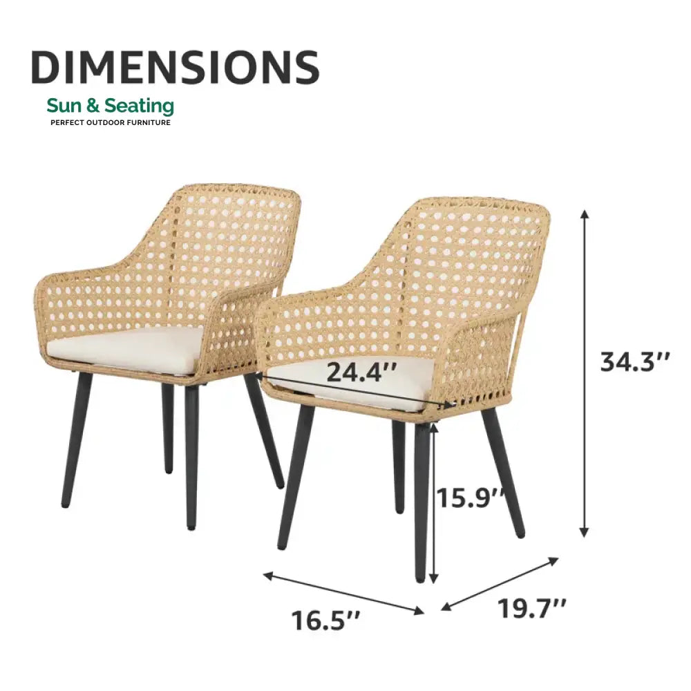 Mardi Outdoor Patio Seating Set 2 Chairs Set (Gold) Coffee Table Sets