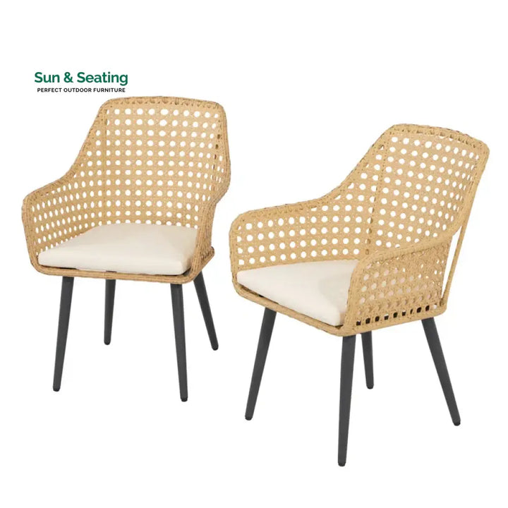 Mardi Outdoor Patio Seating Set 2 Chairs Set (Gold) Coffee Table Sets