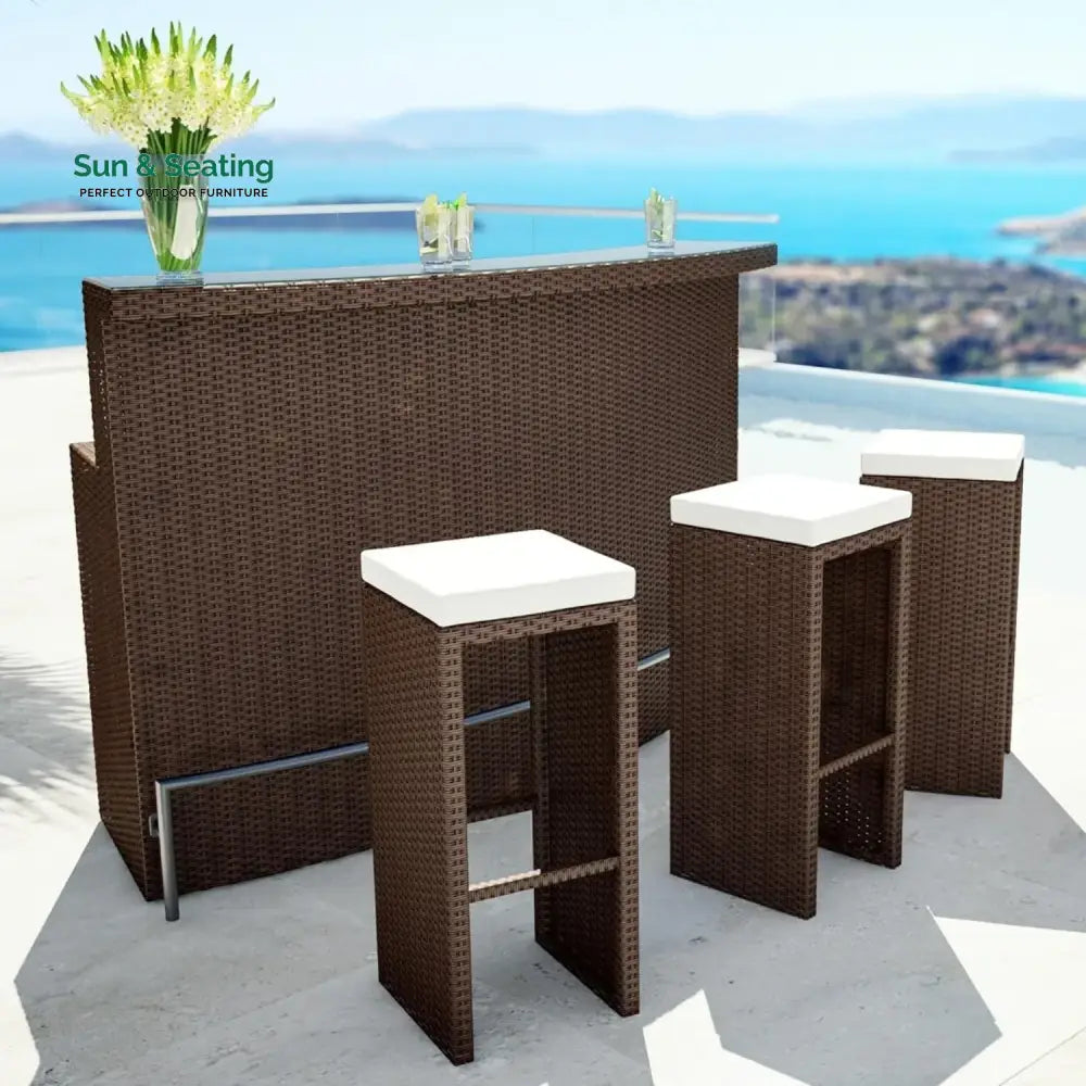 Maren 3-Seater Outdoor Rattan Wicker Bar Set Bar Set