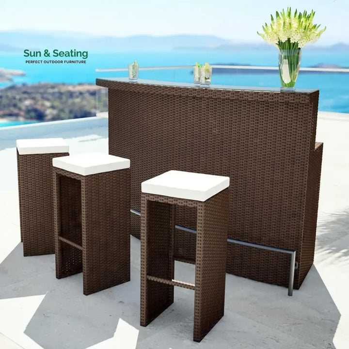 Maren 3-Seater Outdoor Rattan Wicker Bar Set Bar Set