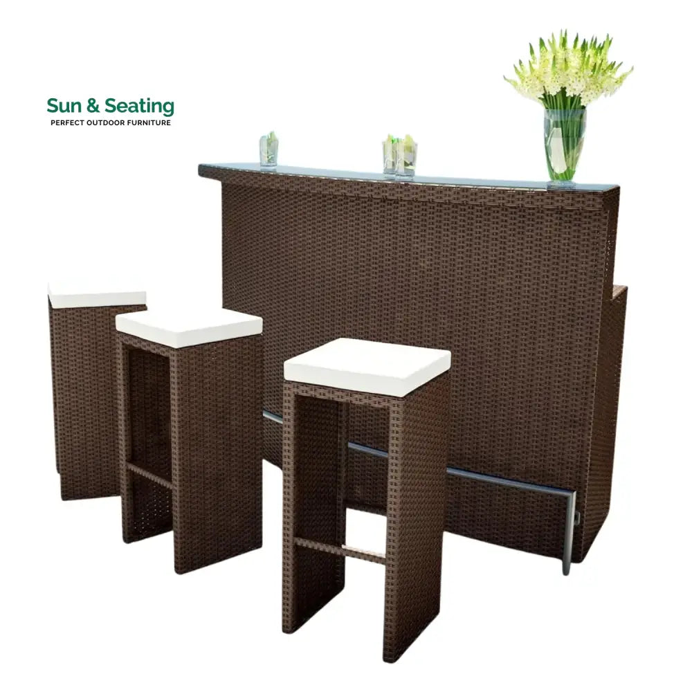 Maren 3-Seater Outdoor Rattan Wicker Bar Set Bar Set