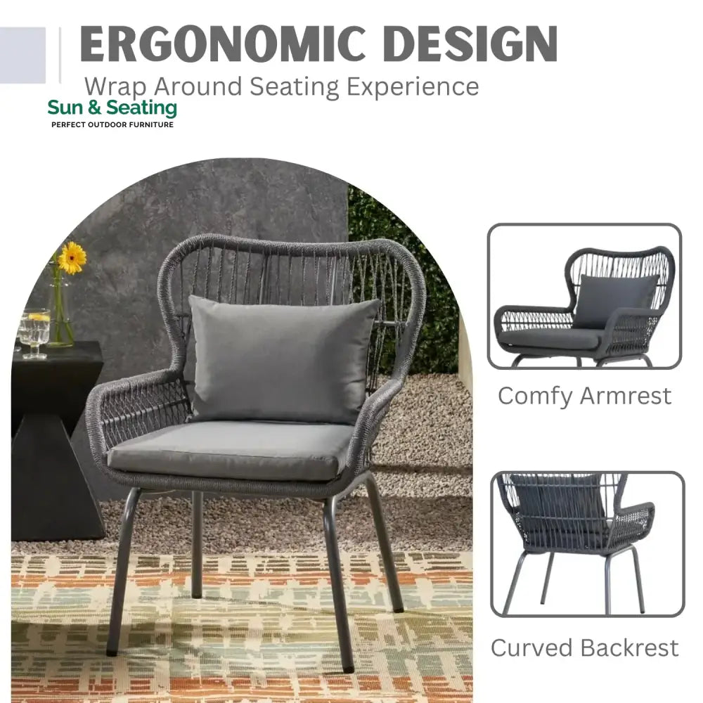 Marguerite Outdoor Patio Garden 3 Piece All Weather Resistant Furniture Set Patio Set