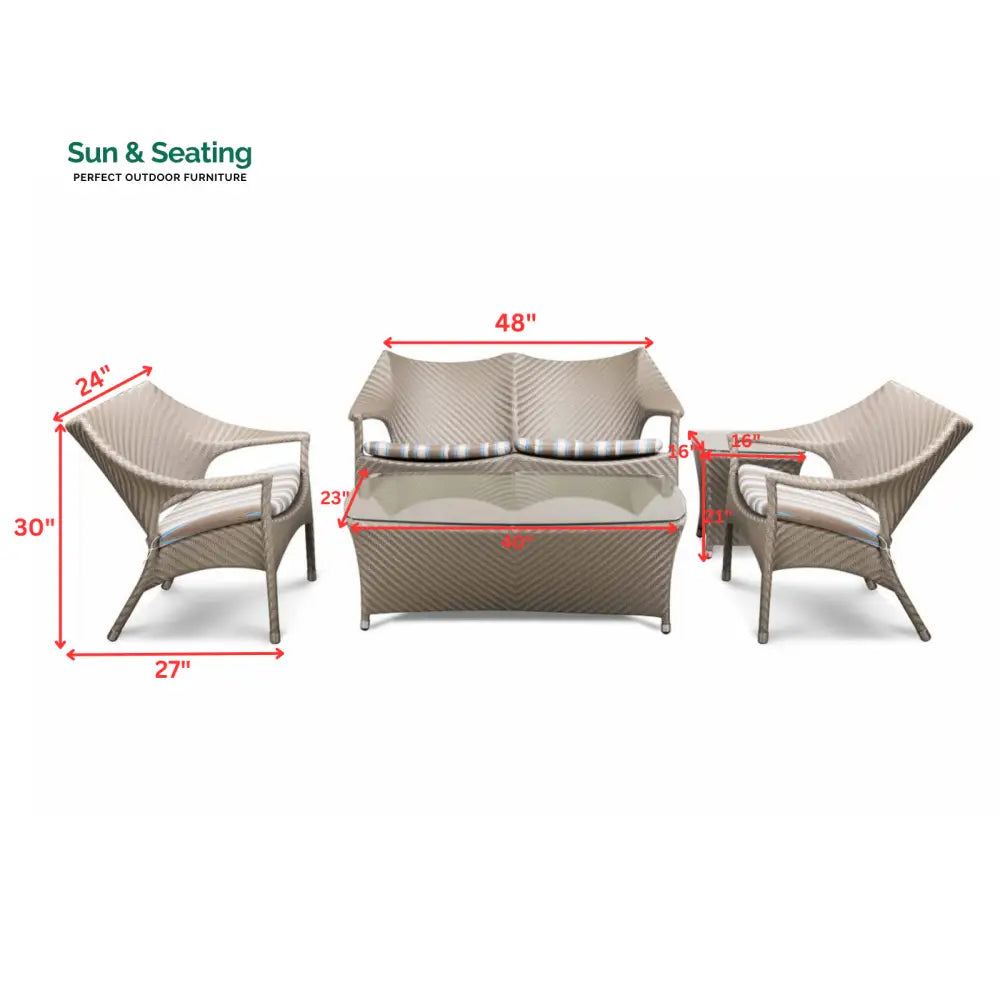 María Outdoor Sofa Set 2 Seater 2 Single seater and 1 Center Table (Beige) Sofa Sets