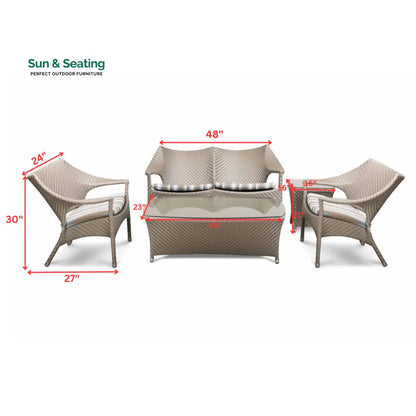 María Outdoor Sofa Set 2 Seater 2 Single seater and 1 Center Table (Beige) Sofa Sets