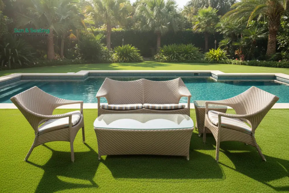 María Outdoor Sofa Set 2 Seater 2 Single seater and 1 Center Table (Beige) Sofa Sets