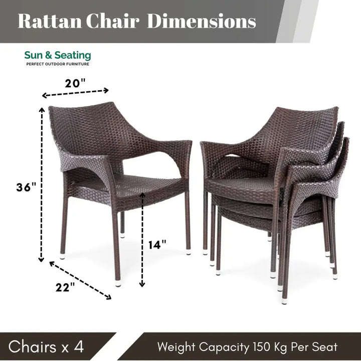 Mariama Outdoor Rattan Wicker Patio Dining Chairs Dinning Chairs
