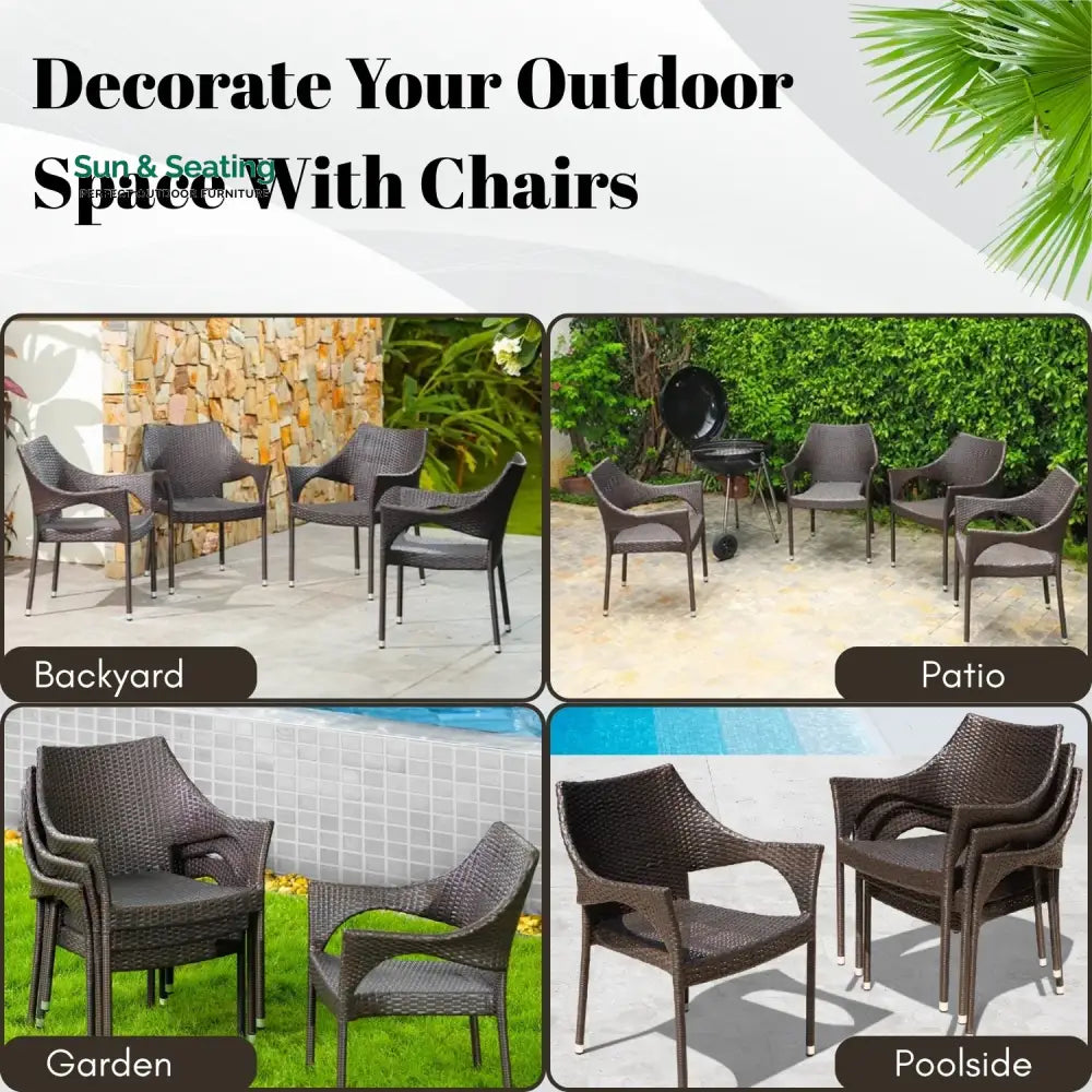 Mariama Outdoor Rattan Wicker Patio Dining Chairs Dinning Chairs