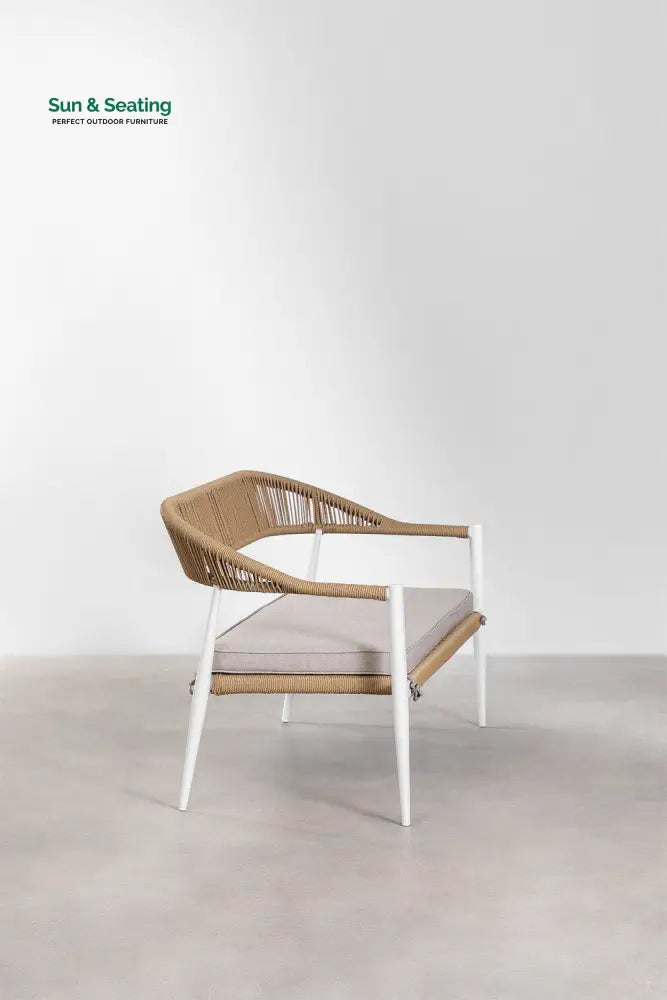 Marianela Outdoor Sofa Set 2 Seater 2 Single seater and 1 Center Table Set (White + Brown) Braided & Rope Sofa Sets