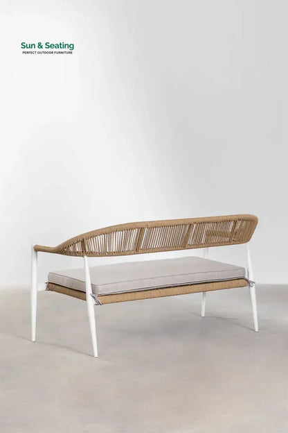 Marianela Outdoor Sofa Set 2 Seater 2 Single seater and 1 Center Table Set (White + Brown) Braided & Rope Sofa Sets