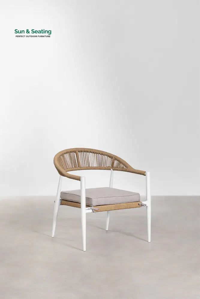 Marianela Outdoor Sofa Set 2 Seater 2 Single seater and 1 Center Table Set (White + Brown) Braided &amp; Rope Sofa Sets