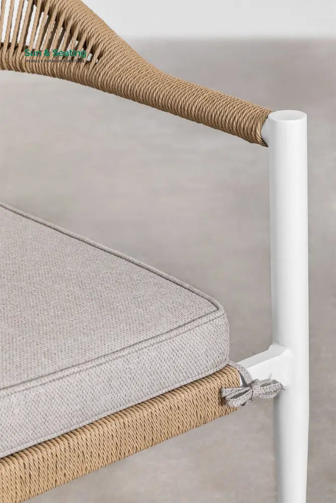 Marianela Outdoor Sofa Set 2 Seater 2 Single seater and 1 Center Table Set (White + Brown) Braided &amp; Rope Sofa Sets
