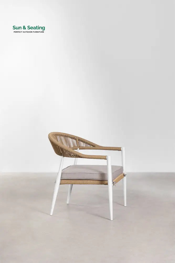 Marianela Outdoor Sofa Set 2 Seater 2 Single seater and 1 Center Table Set (White + Brown) Braided & Rope Sofa Sets