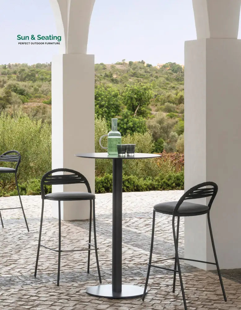 Marie Outdoor Patio Bar Set 2 Chairs and 1 Table Set (Dark Grey) Braided &amp; Rope Bar Sets