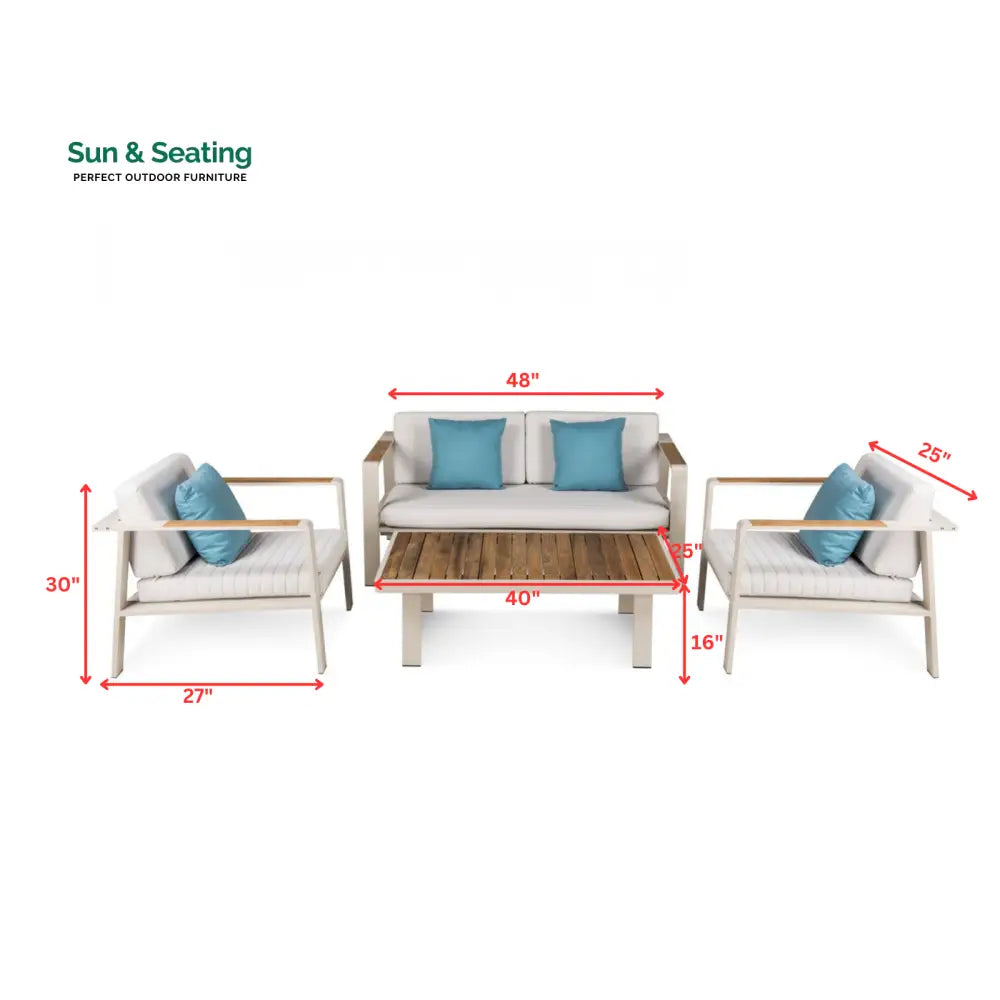 Marino Outdoor Sofa Set 2 Seater 2 Single seater and 1 Center Table (Beige) Sofa Sets