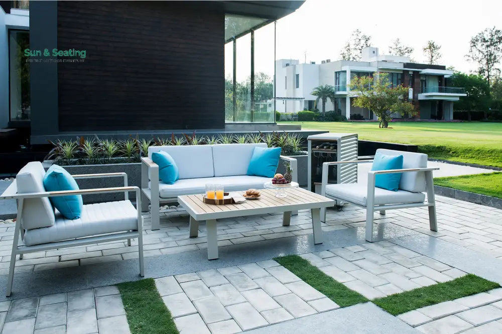 Marino Outdoor Sofa Set 2 Seater 2 Single seater and 1 Center Table (Beige) Sofa Sets