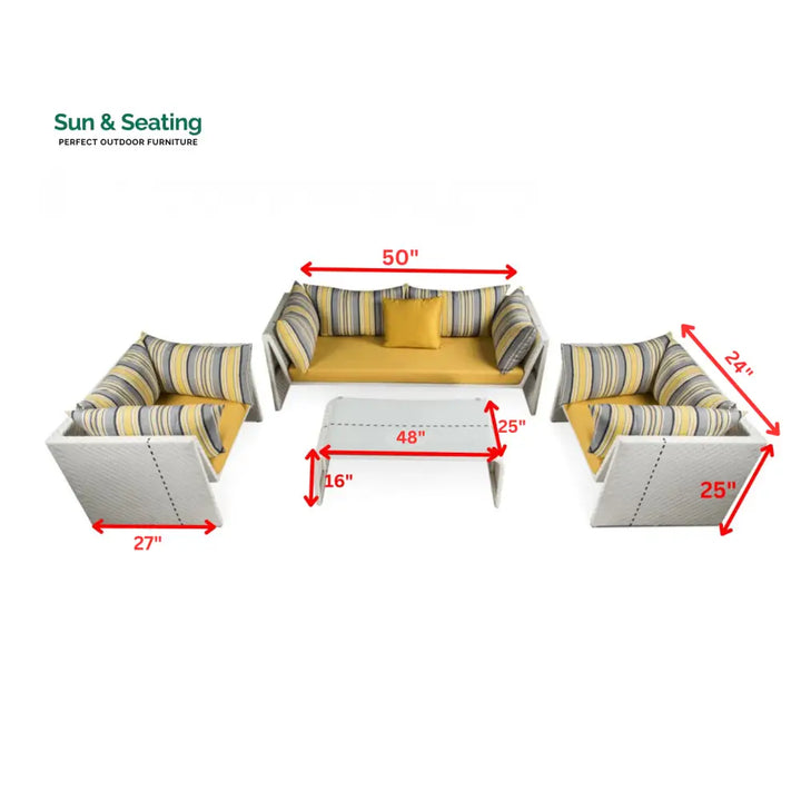 Marino Outdoor Sofa Set 2 Seater 2 Single seater and 1 Center Table (Sea Shell) Sofa Sets