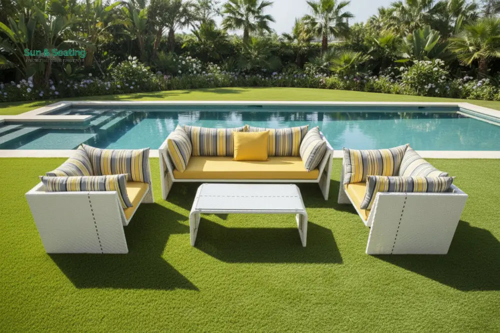 Marino Outdoor Sofa Set 2 Seater 2 Single seater and 1 Center Table (Sea Shell) Sofa Sets