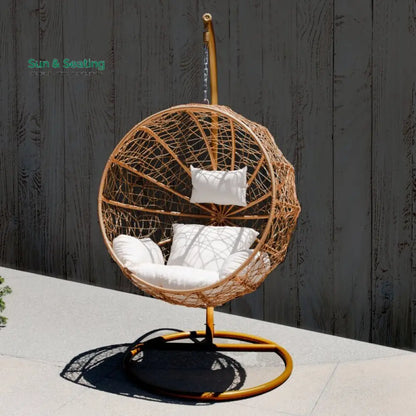 Marino Single Seater Hanging Swing With Stand For Balcony Garden Swing (Honey) Swings