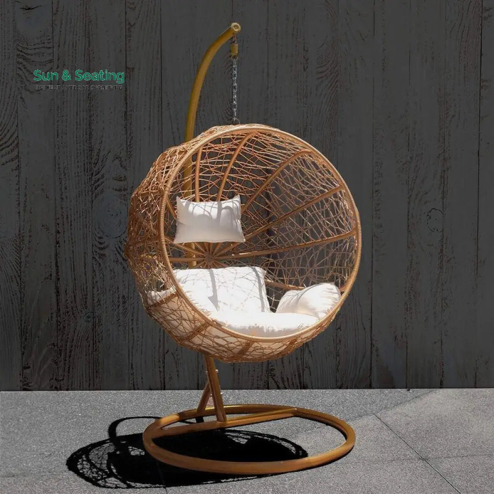 Marino Single Seater Hanging Swing With Stand For Balcony Garden Swing (Honey) Swings