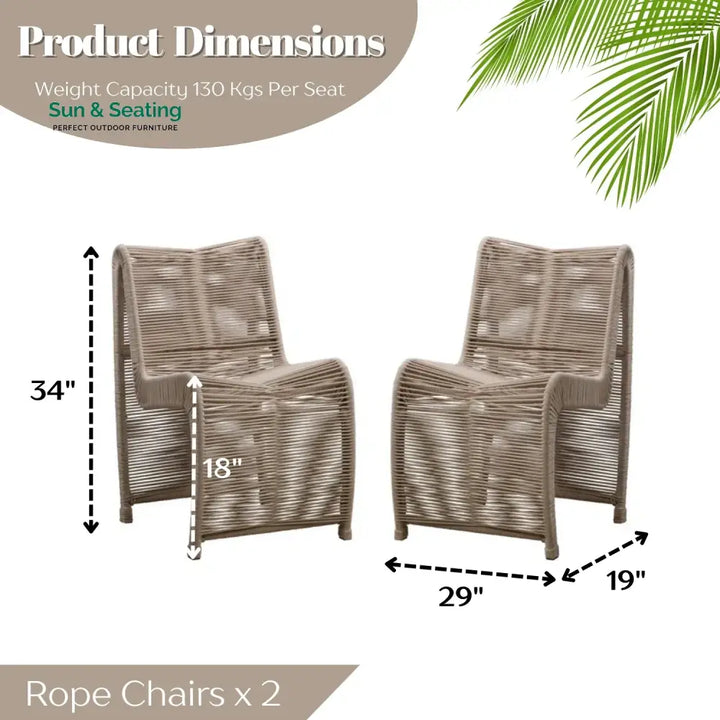 Mariposa 2-Piece Outdoor Rope Patio Chairs Patio Chairs