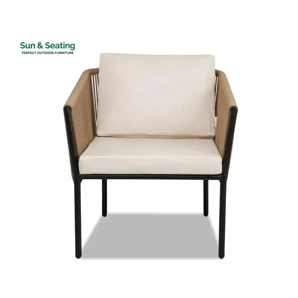 Mariposa Outdoor Rope Patio Set with Glass Top Table Patio Set
