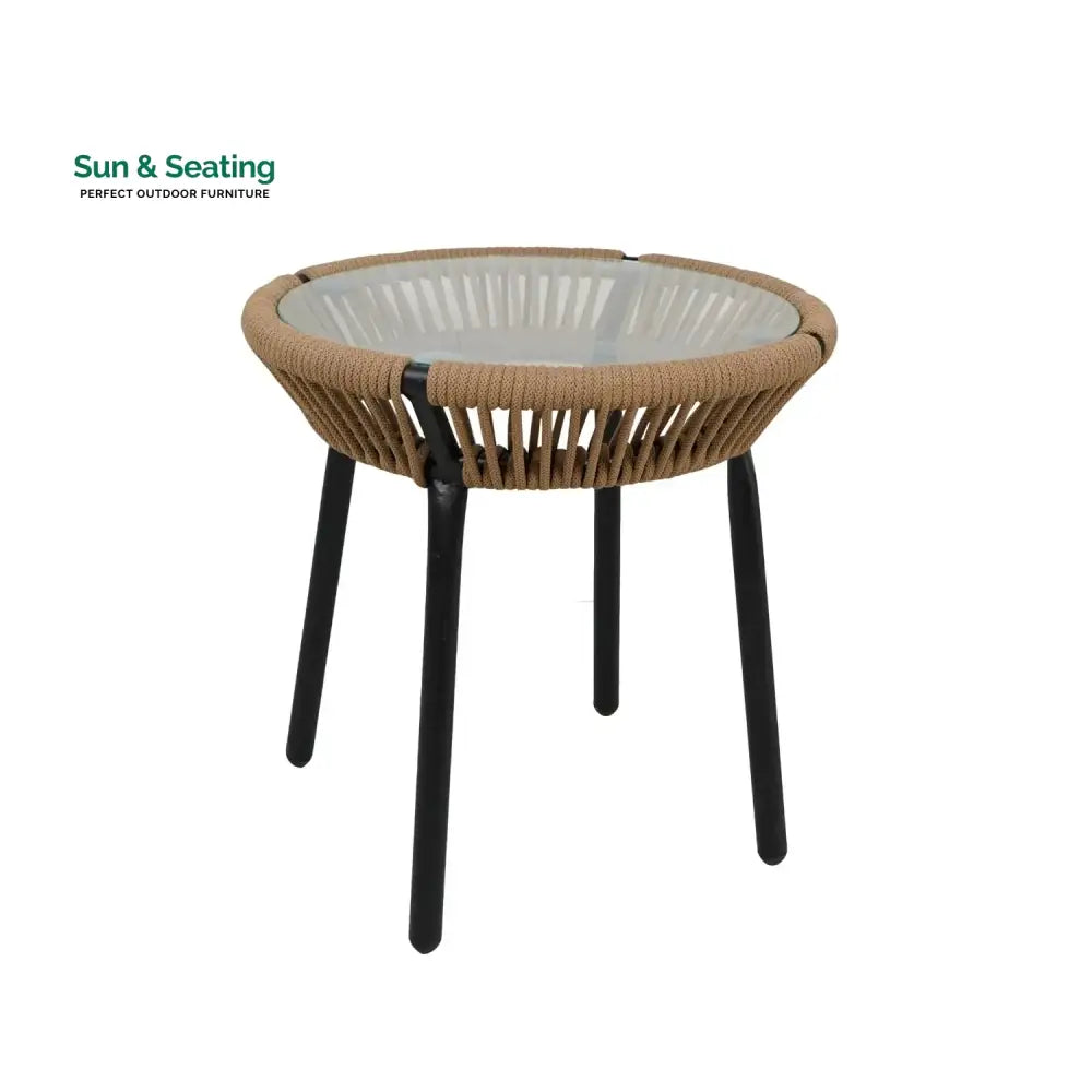 Mariposa Outdoor Rope Patio Set with Glass Top Table Patio Set