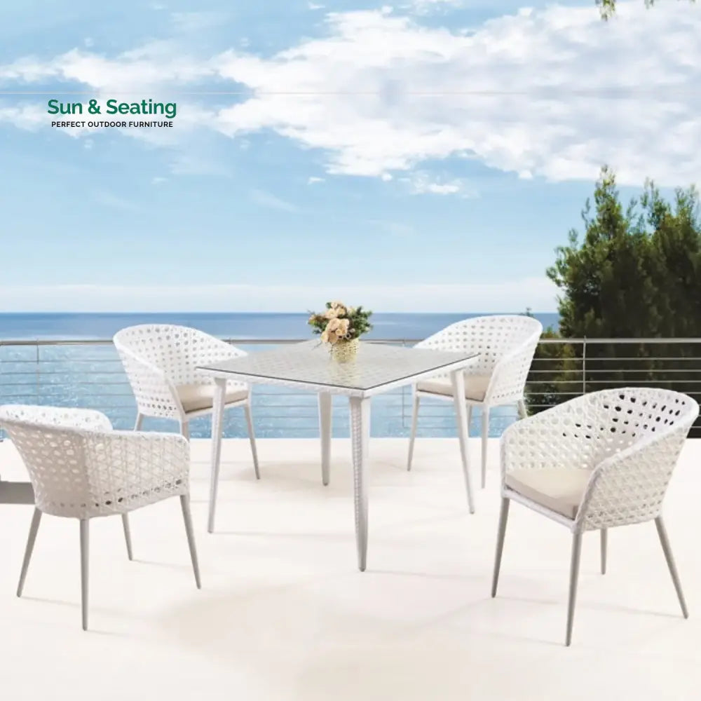 Marisol 5-Piece Outdoor Patio Dining Set With Wicker Chairs & Glass-Top Table Sofa Set