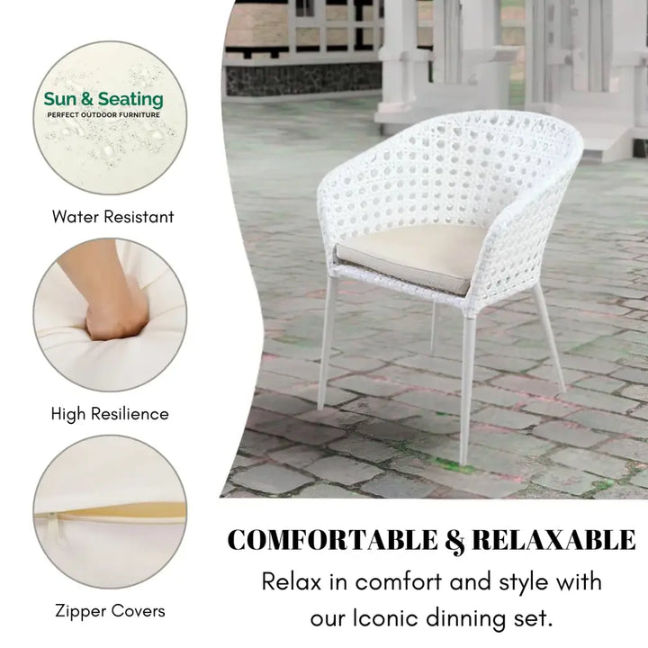 Marisol 5-Piece Outdoor Patio Dining Set With Wicker Chairs &amp; Glass-Top Table Sofa Set