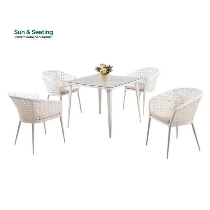 Marisol 5-Piece Outdoor Patio Dining Set With Wicker Chairs &amp; Glass-Top Table Sofa Set