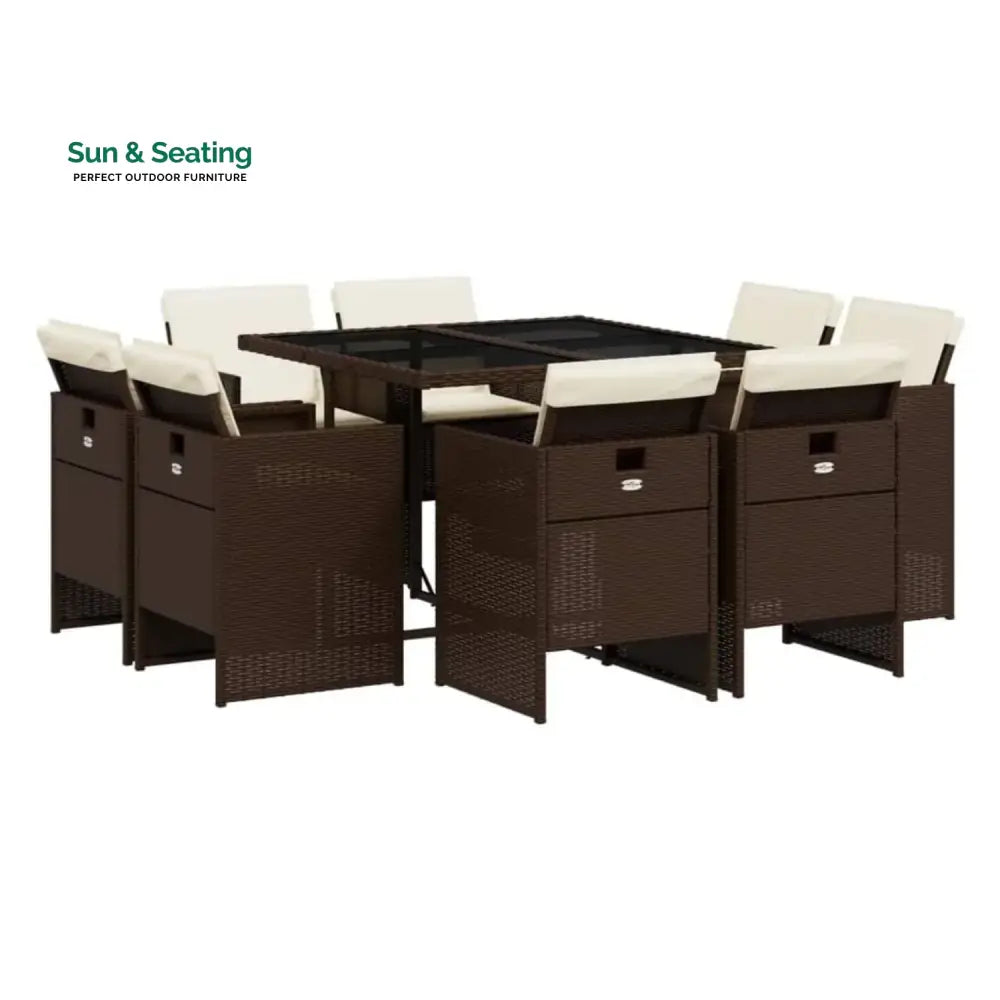 Marit Outdoor Rattan Wicker Dinning Set 9-Piece Dining Set