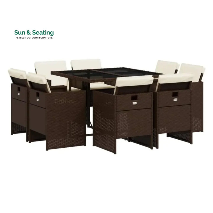 Marit Outdoor Rattan Wicker Dinning Set 9-Piece Dining Set