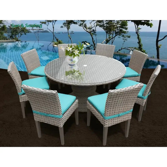 Marotta Outdoor Patio Dining Set 8 Chairs and 1 Table (Silver) Dining sets