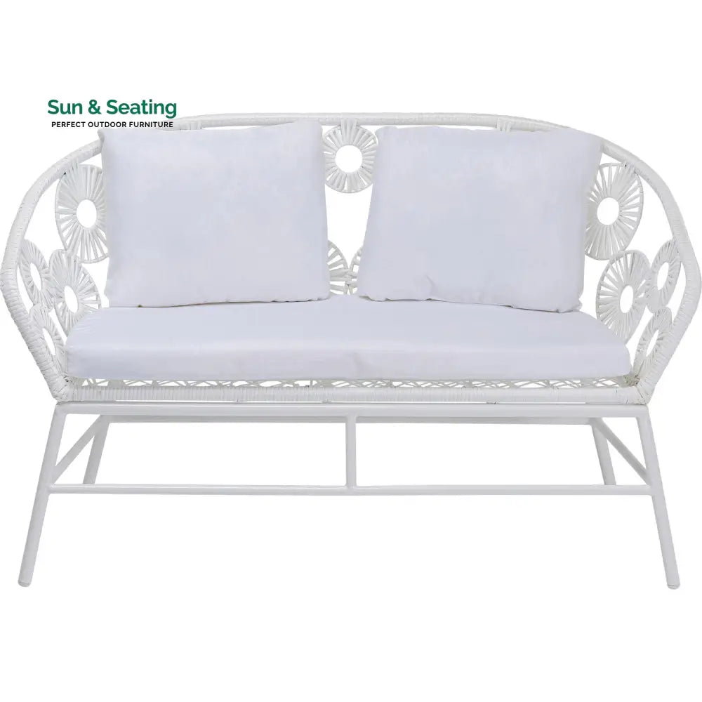 Marsh Outdoor Sofa Set 2 Seater 1 Single Seater and 1 Center Table Set (White) Sofa Sets