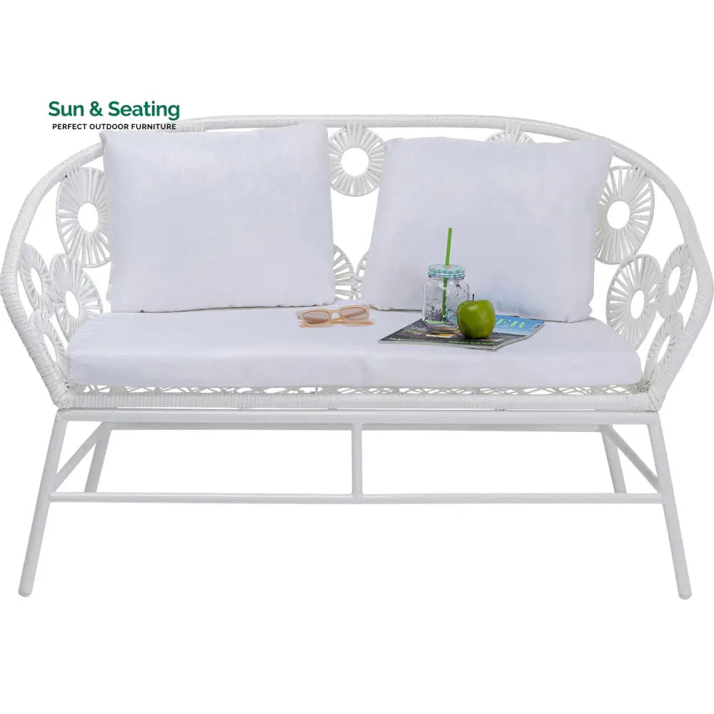 Marsh Outdoor Sofa Set 2 Seater 1 Single Seater and 1 Center Table Set (White) Sofa Sets