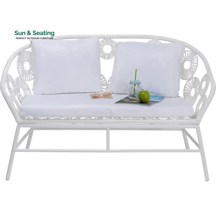 Marsh Outdoor Sofa Set 2 Seater 1 Single Seater and 1 Center Table Set (White) Sofa Sets