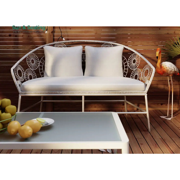 Marsh Outdoor Sofa Set 2 Seater 1 Single Seater and 1 Center Table Set (White) Sofa Sets