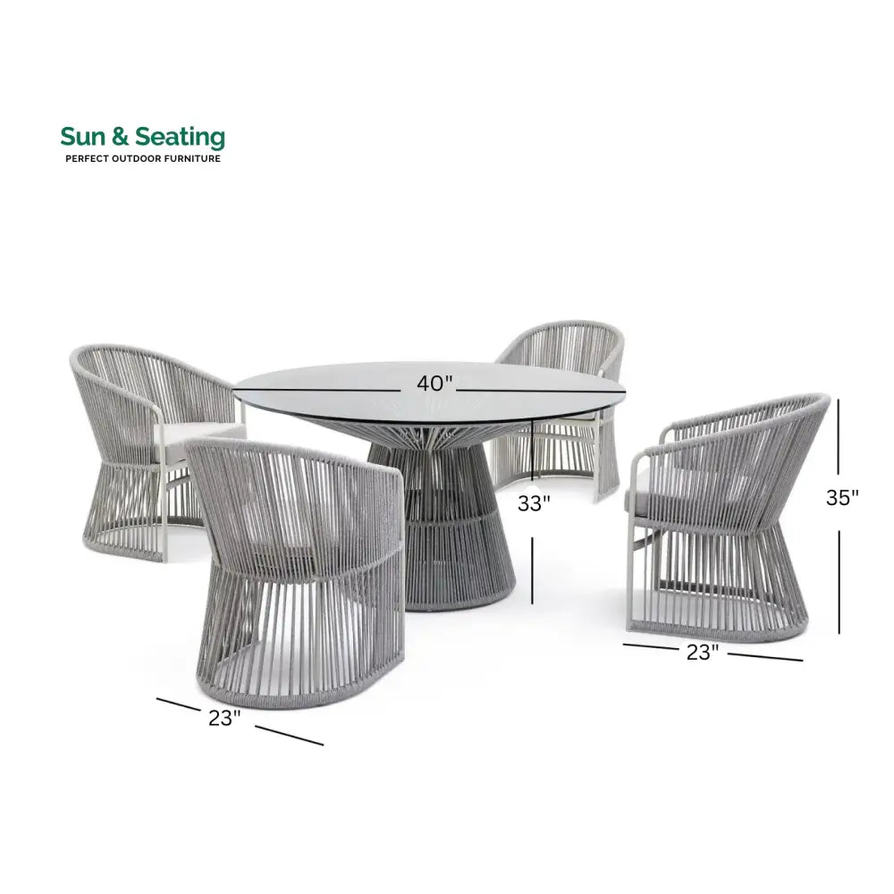 Mash Outdoor Patio Seating Set 4 Chairs and 1 Table Set (Grey) Braided &amp; Rope Coffee Table Sets