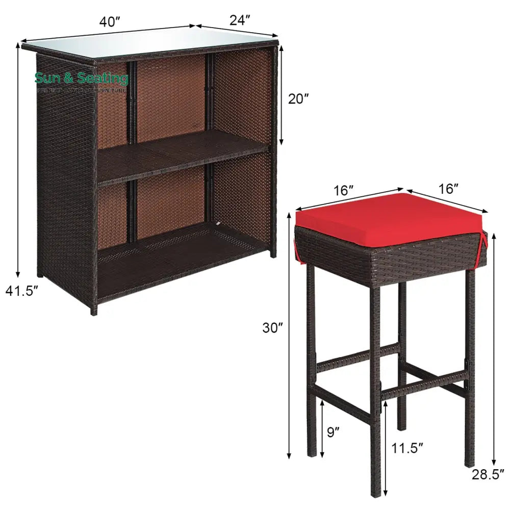 Massimo Outdoor Patio Bar Sets 2 Stools and 1 Table (Dark Brown) Bar Sets
