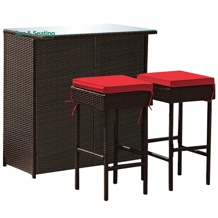 Massimo Outdoor Patio Bar Sets 2 Stools and 1 Table (Dark Brown) Bar Sets