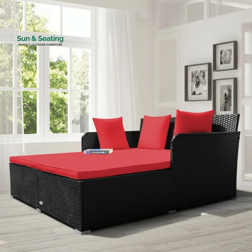 Maurizio Outdoor Poolside Sunbed With Cushion Daybed (Black) Sunbed