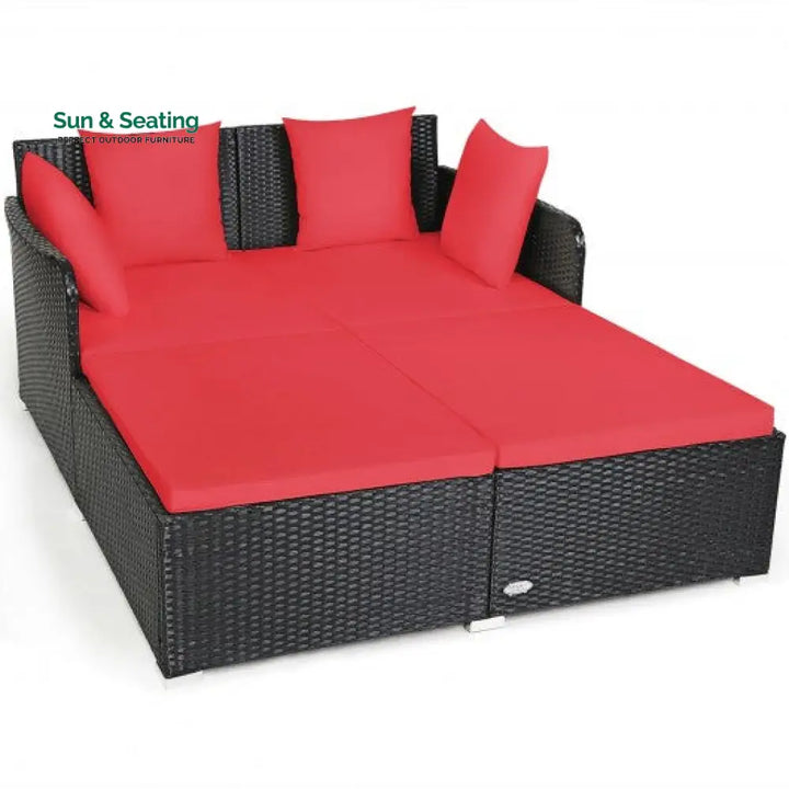 Maurizio Outdoor Poolside Sunbed With Cushion Daybed (Black) Sunbed