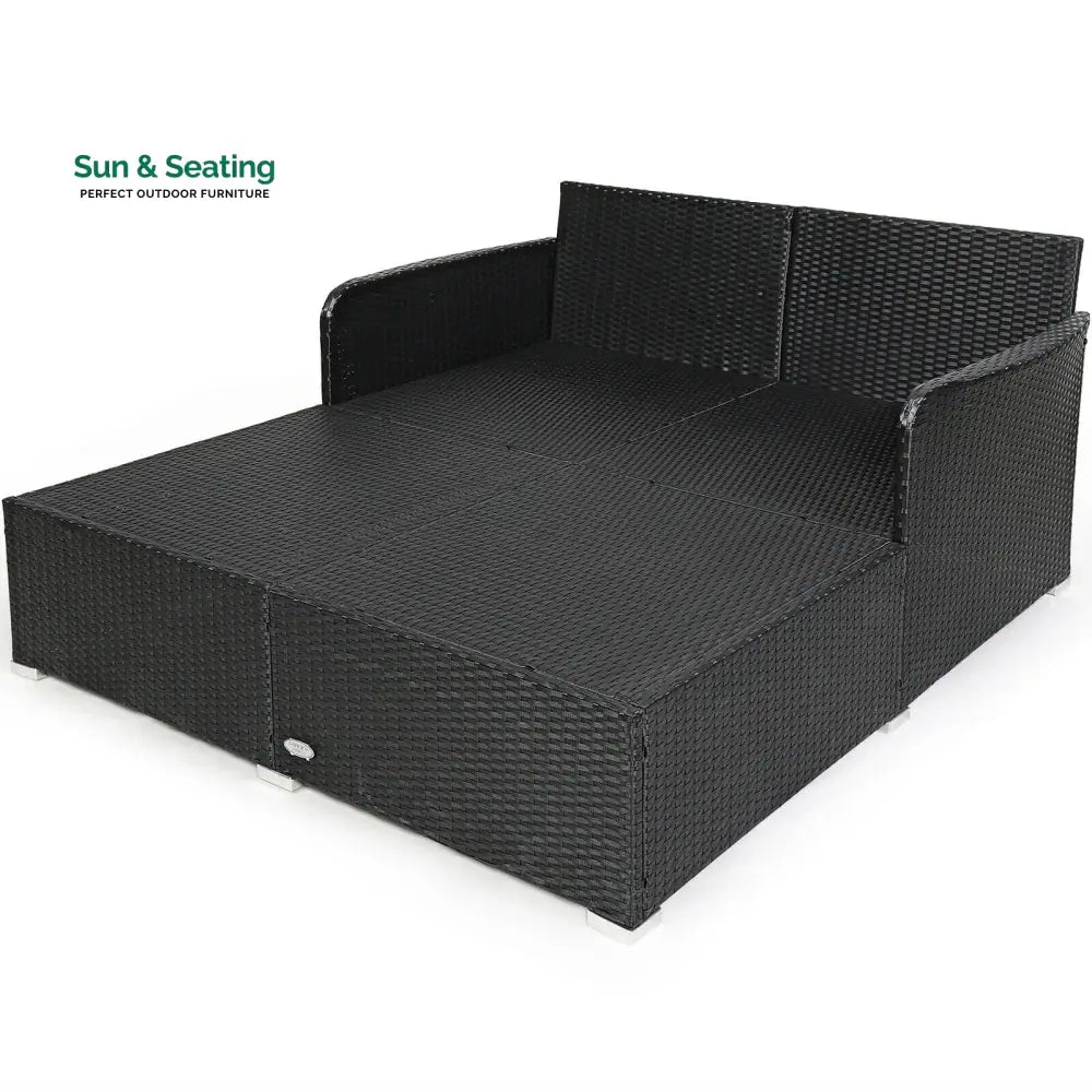 Maurizio Outdoor Poolside Sunbed With Cushion Daybed (Black) Sunbed