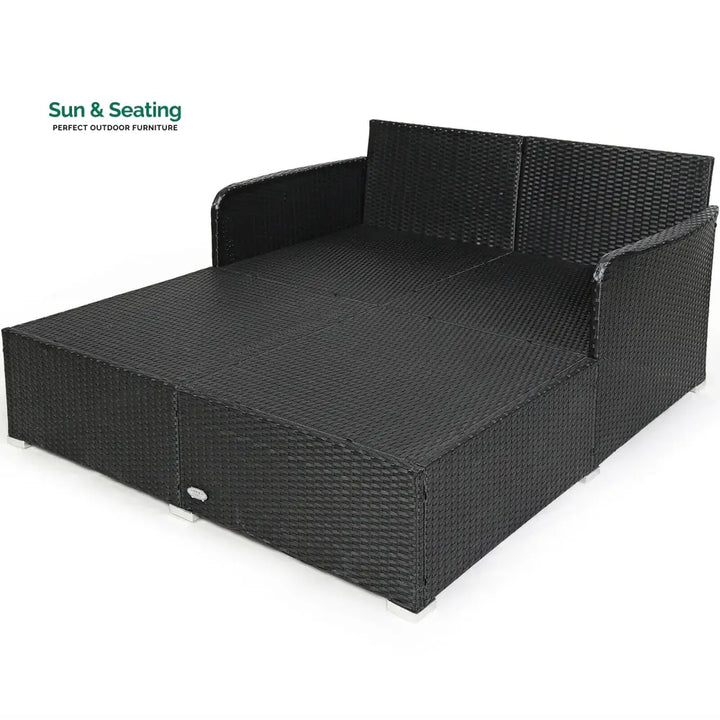 Maurizio Outdoor Poolside Sunbed With Cushion Daybed (Black) Sunbed