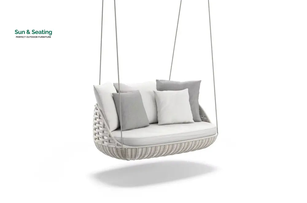 Mazzi Double Seater Hanging Swing Without Stand For Balcony Garden Swing White Swings